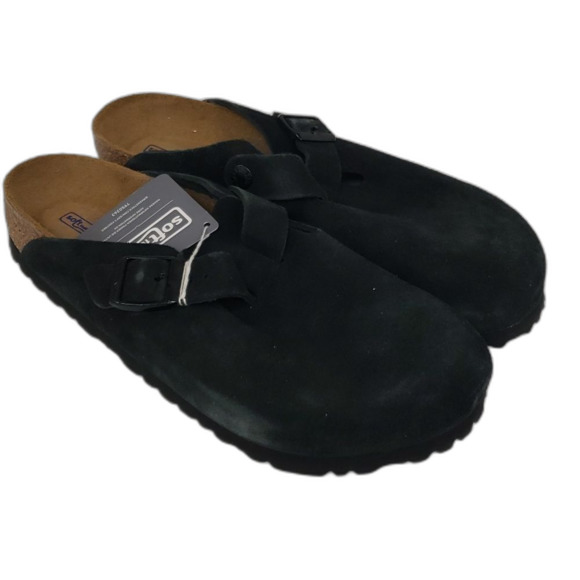 Birkenstock Shoes - BIRKENSTOCK Womens Boston Fur Clog Black Suede 8 US